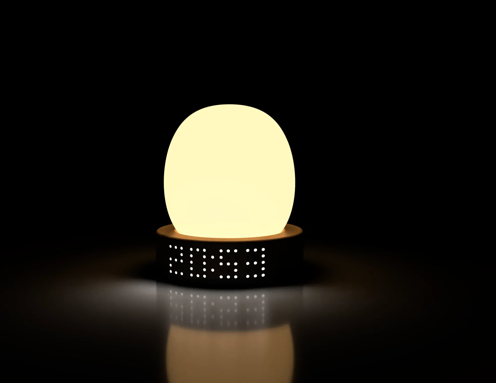 Render of the egg-shaped Focus Lamp, front view