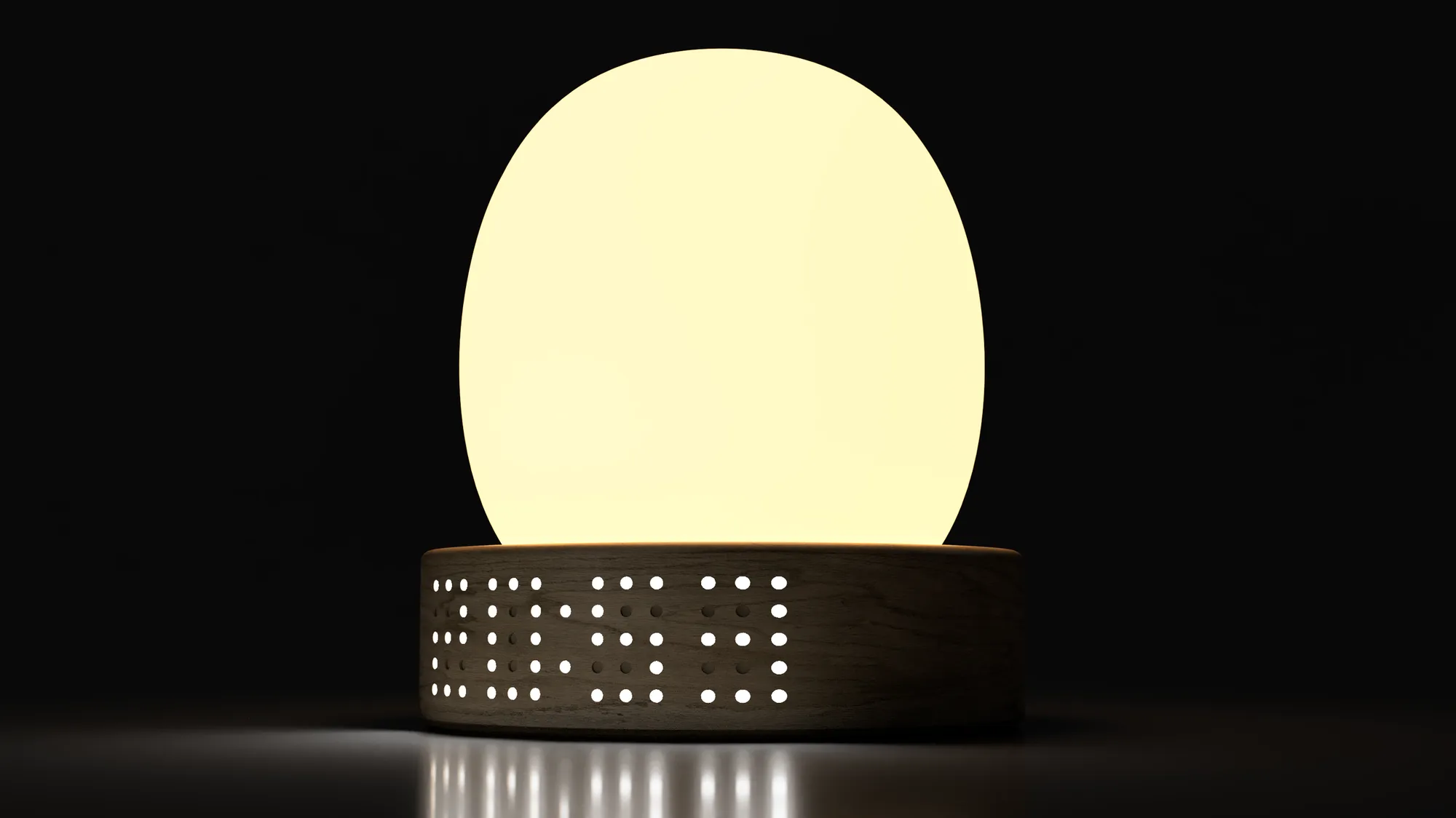 Render showing the lamp's twist-to-set base