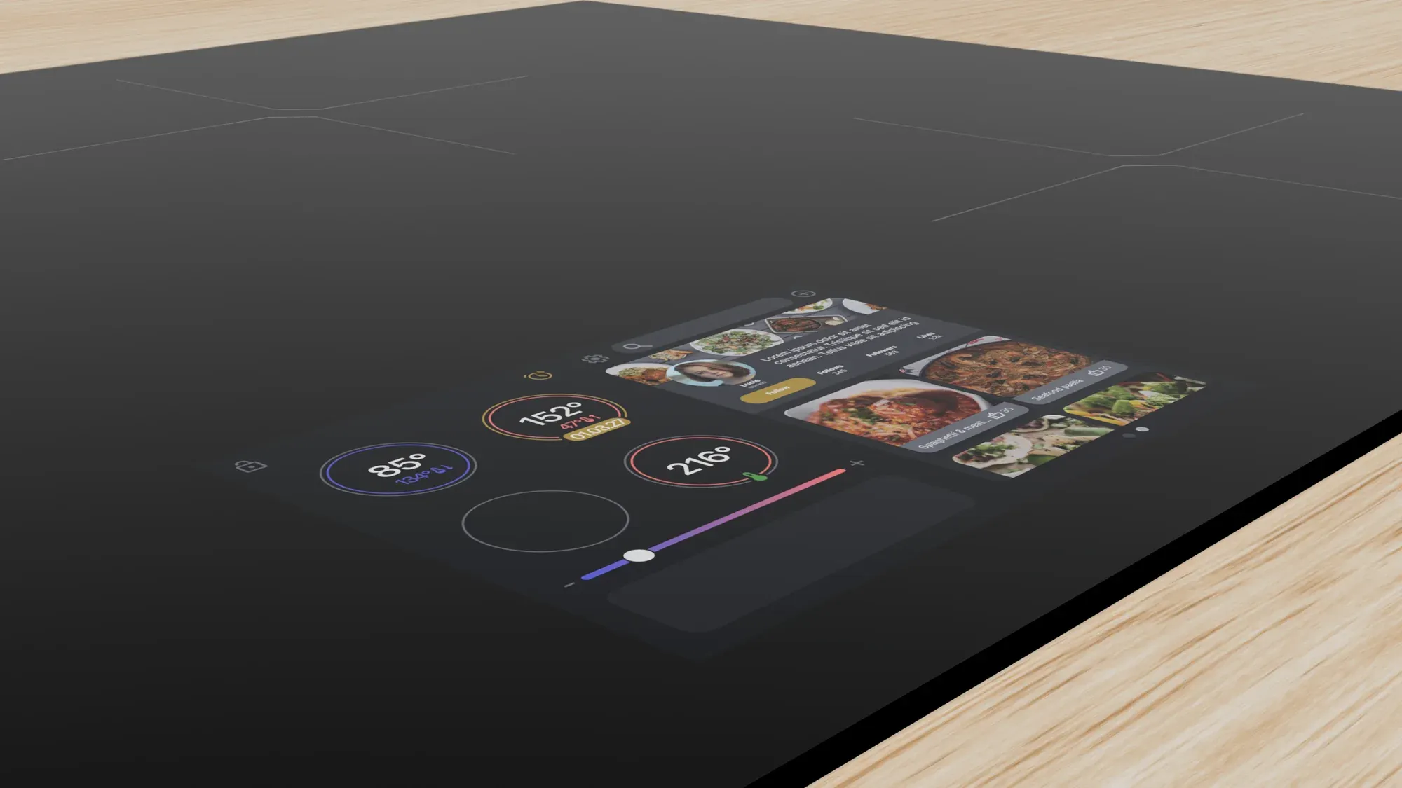 Touchscreen home view with cooking programs